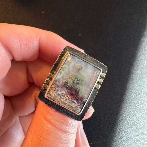 Metalsmithed by Olga Jewelry - Metalsmithed By Olga Moss Agate Ring